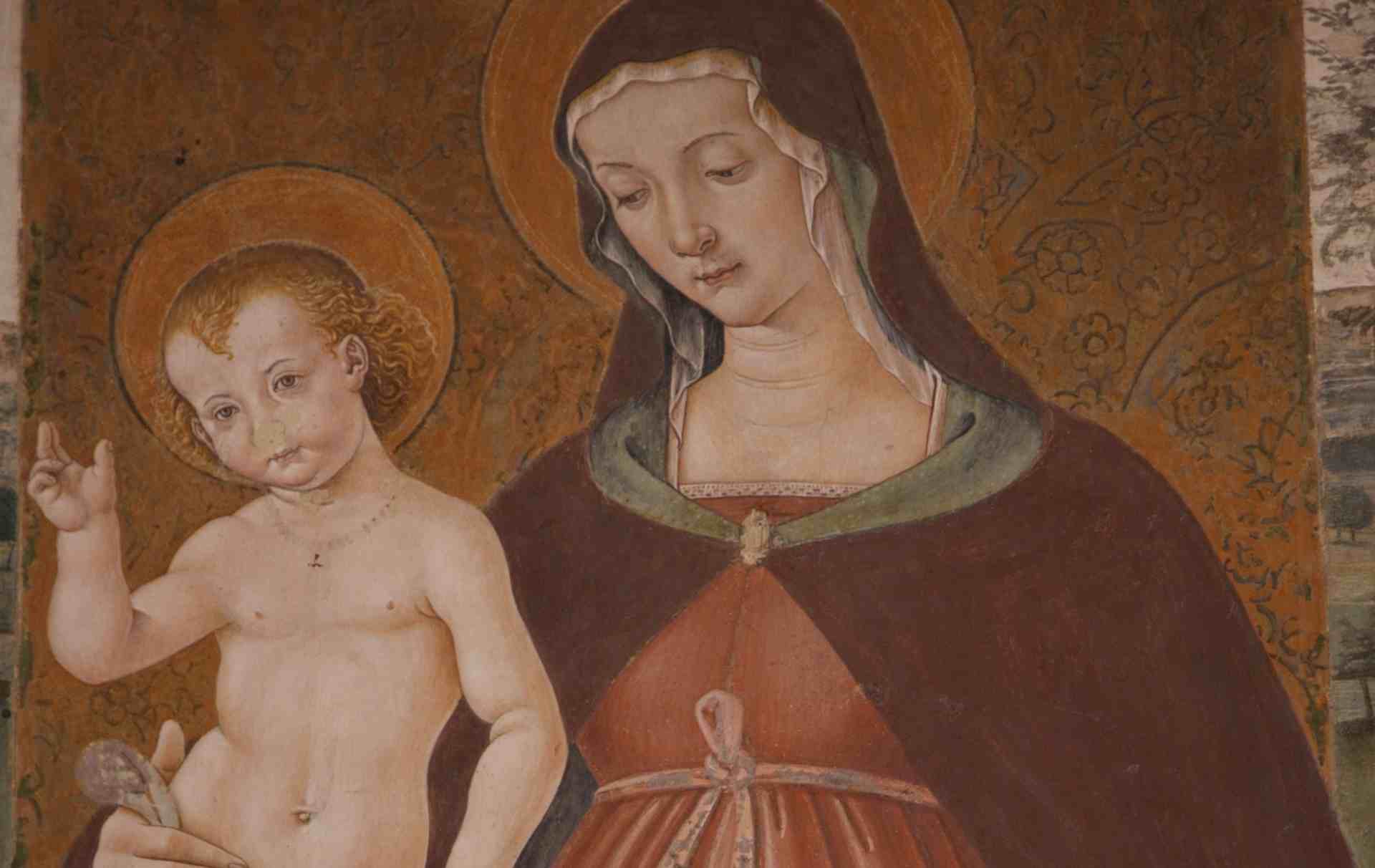 Particolare del dipinto di Madonna col Bambino di Piermatteo di Amelia nella Chiesa di Sant'Agostino a Narni