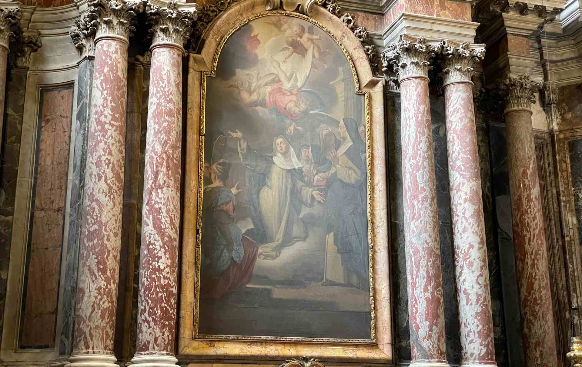 Tela della Beata Lucia che riceve le stimmate del Trevisani nella Cappella della Beata Lucia nella Cattedrale di San Giovenale a Narni