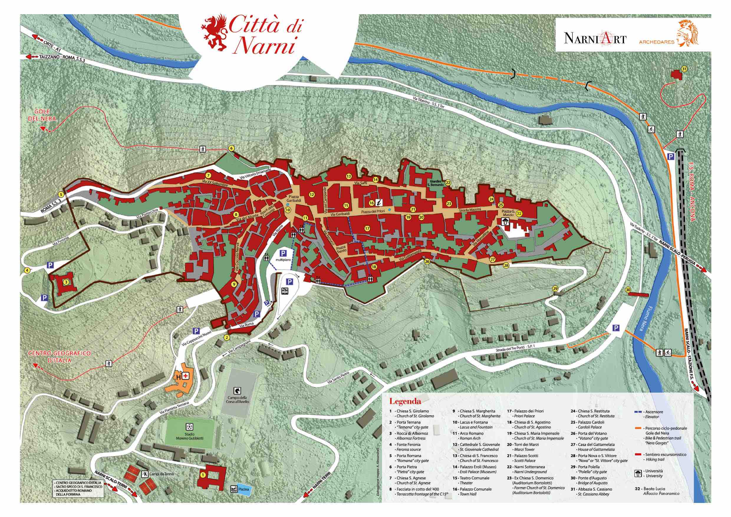 Mappa turistica di Narni